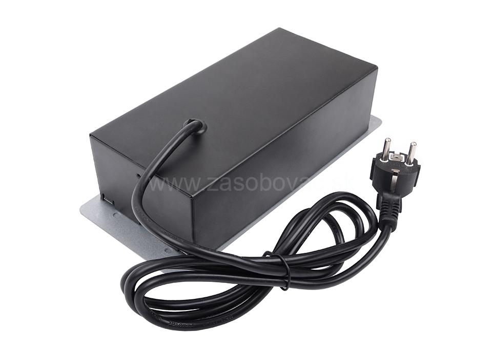 Elektrozásuvka 2 x 230 V + 2 x USB A/C výklopná čierna / strieborná